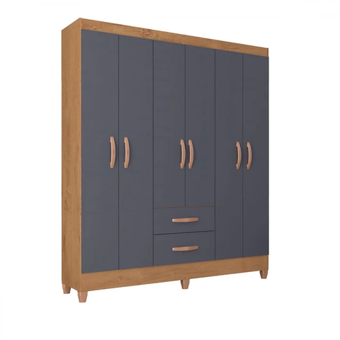 Wardrobe Brasilia 3375R-450 6 Doors  180.0Cm*148.0Cm*45.0Cm Rustic Canelato/Graphite  (Limited 3 Months Warranty)