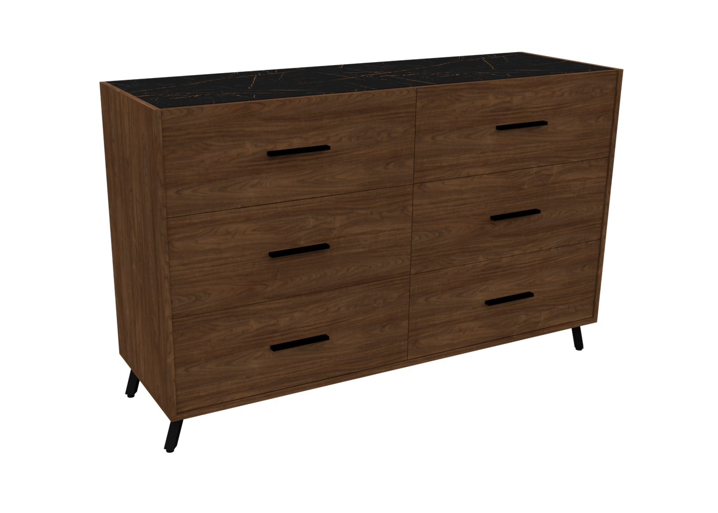 Dresser Rome 6 Drawers Walnut (Limited 3 Months Warranty)