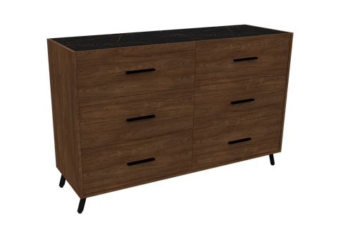 Dresser Rome 6 Drawers Walnut (Limited 3 Months Warranty)