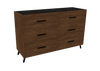 Dresser Rome 6 Drawers Walnut (Limited 3 Months Warranty)
