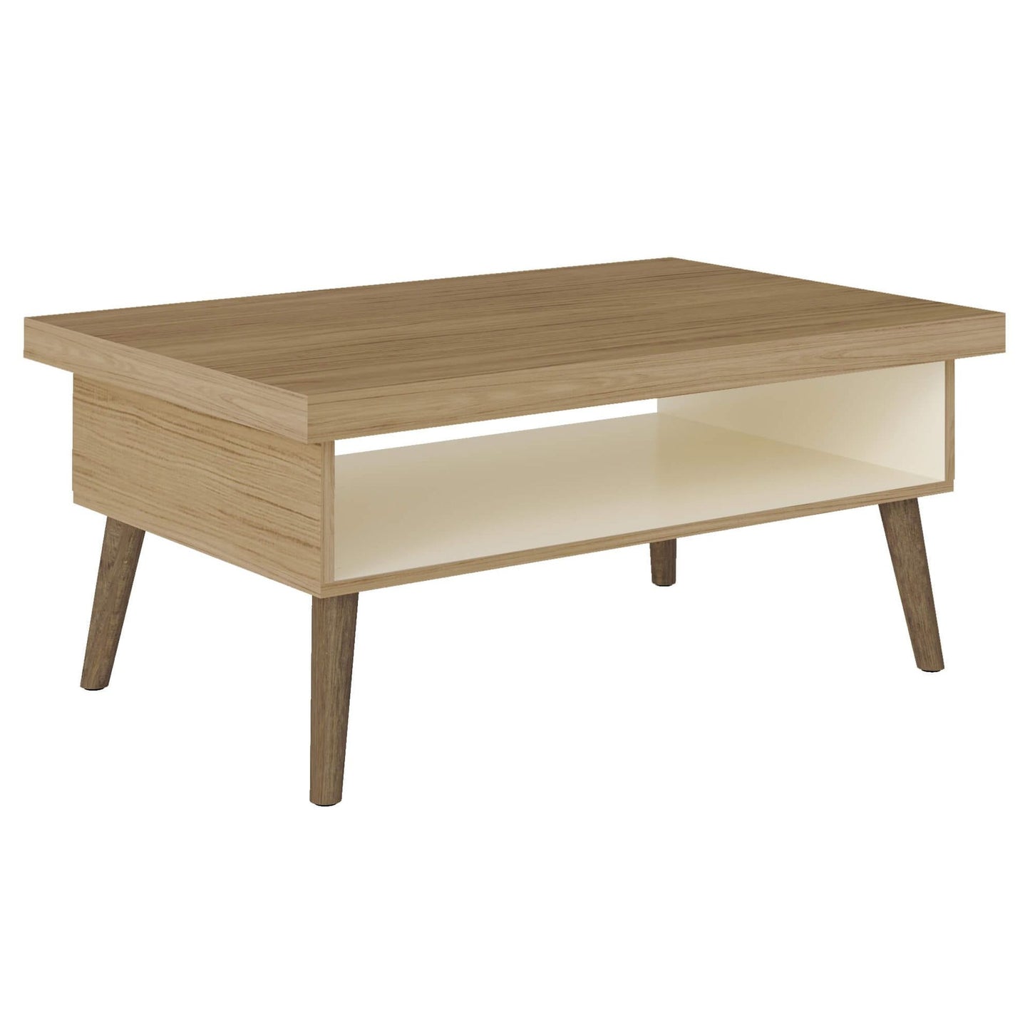 Coffee Table Lucca 4150 Retro Design  91*59*44.5Cm Oak/Off White  (Limited 3 Months Warranty)
