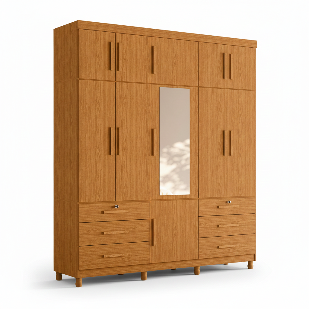 Wardrobe Triton 6229-295 11 Doors With 6 Doors  200*230*51Cm Cinnamon  (Limited 3 Months Warranty)
