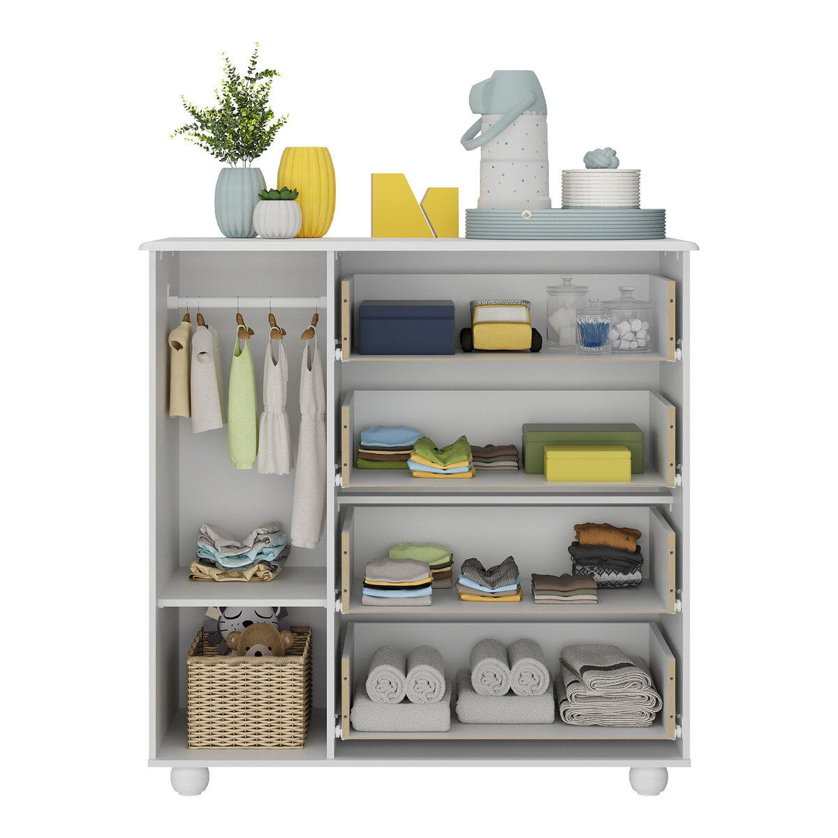 Commode 2895 1 Door With 4 Drawers  94*94.5*42.5Cm White (Limited 3 Months Warranty)