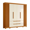 Wardrobe Doble 185-180 6 Doors With 4 Drawers   240*230*47Cm Freijo/Off White  (Limited 3 Months Warranty)