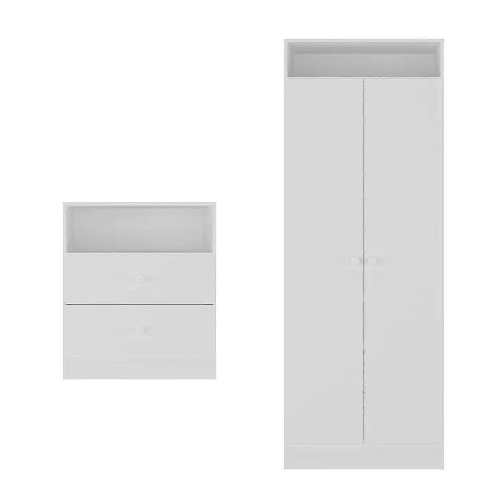 Wardrobe Mp4046 2 Doors With 2 Drawers As Gift  161.5*120*40Cm White (Limited 3 Months Warranty)