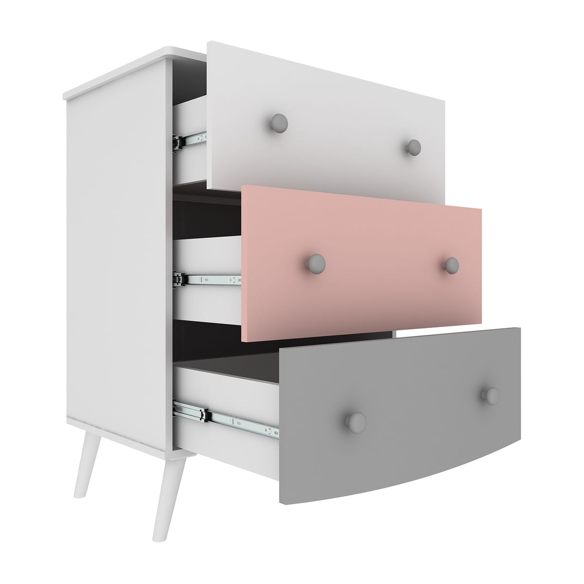 Commode Tenura 2967A 3 Drawers  68*92*45.3Cm White/Pink/Grey  (Limited 3 Months Warranty)