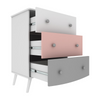 Commode Tenura 2967A 3 Drawers  68*92*45.3Cm White/Pink/Grey  (Limited 3 Months Warranty)