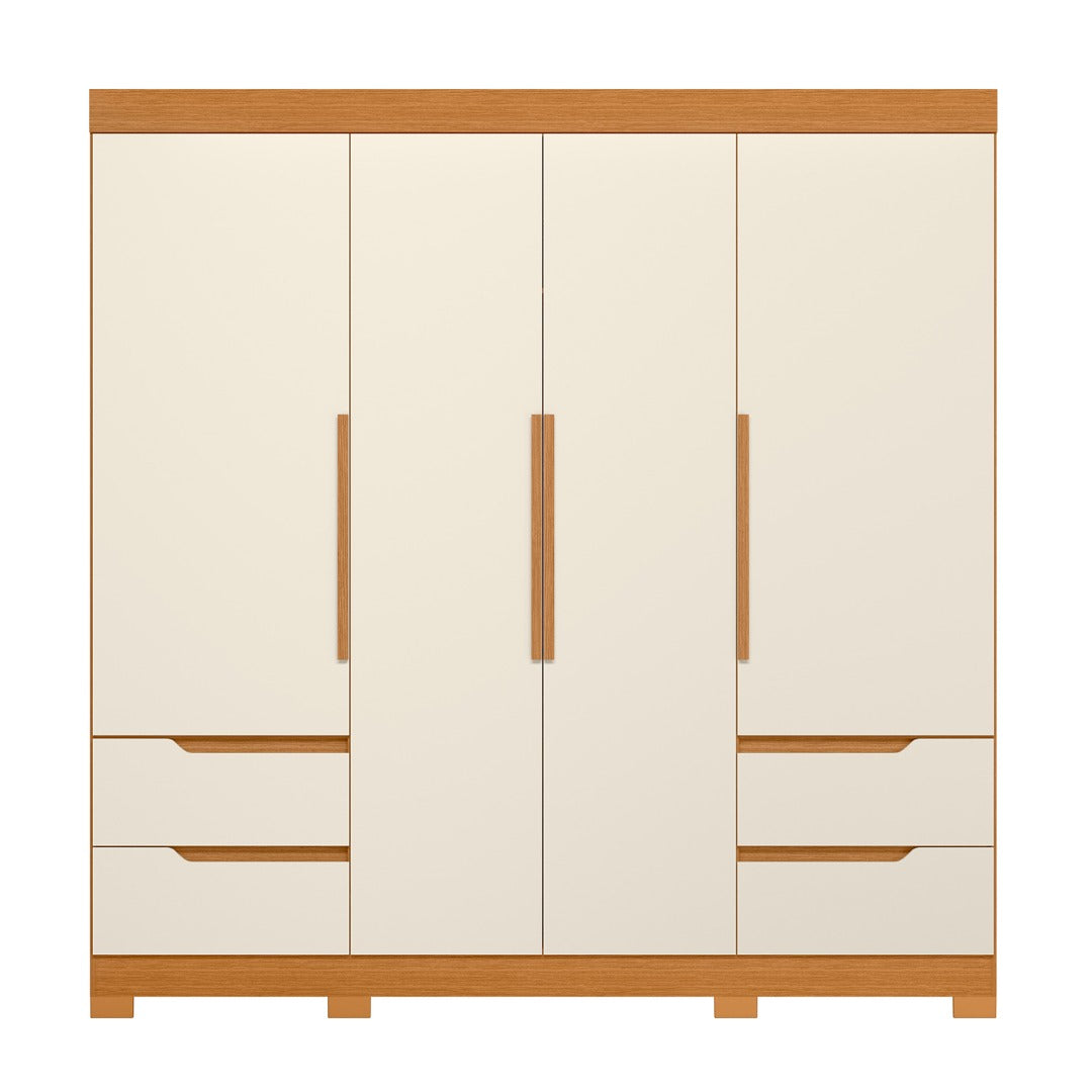 Wardrobe Vivacce 111-291 4 Doors With 4 Drawers  212*217*47Cm Cinnamon/Off White (Limited 3 Months Warranty)