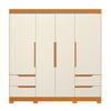 Wardrobe Vivacce 111-291 4 Doors With 4 Drawers  212*217*47Cm Cinnamon/Off White (Limited 3 Months Warranty)