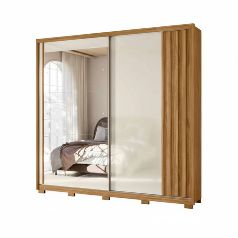 Wardrobe Dhara 984031.8 2 Sliding Doors With 3 Drawers  230*242*52Cm Freijo/Grey  (Limited 3 Months Warranty)