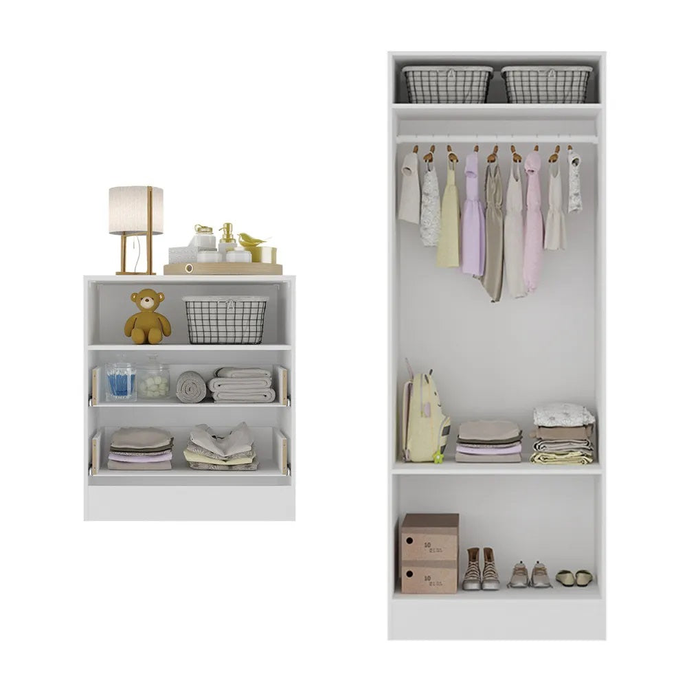 Wardrobe Mp4046 2 Doors With 2 Drawers As Gift  161.5*120*40Cm White (Limited 3 Months Warranty)
