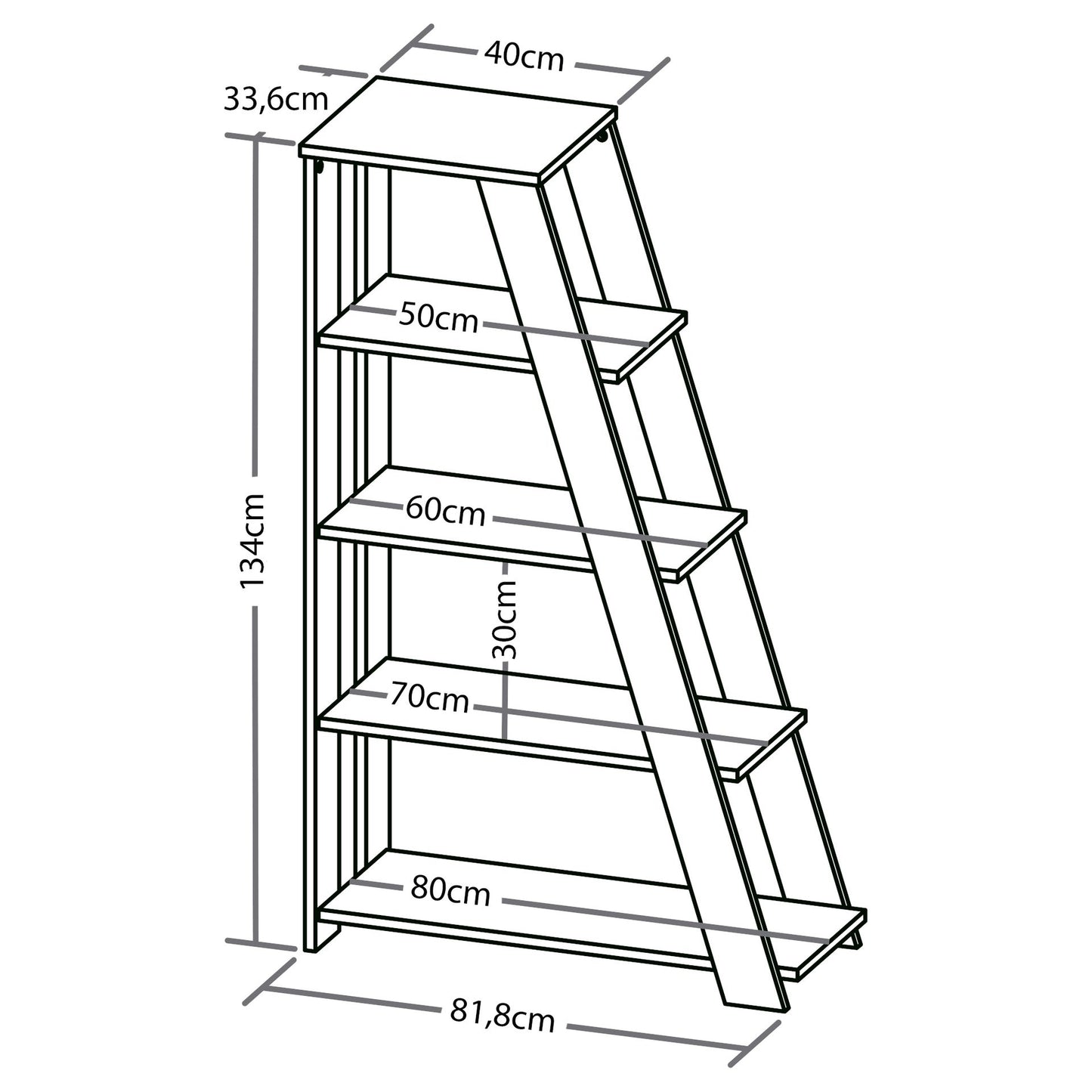 Bookcase Star 6194 4 Shelves  81.8*34.134Cm Elm (Limited 3 Months Warranty)
