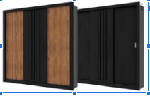 Wardrobe Doha ref 1183 3 sliding doors with 4 drawers 170*206*44.7cm black/freijo  (limited 3 months warranty)
