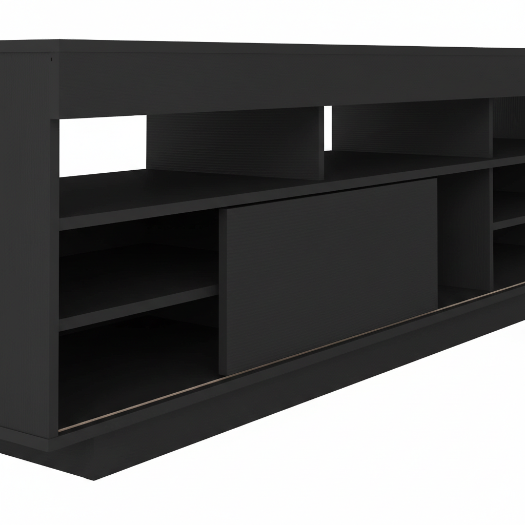 Tv Stand Treviso 4117 Up To 75 / Sliding Door  180*41.5*56.5Cm Black  (Limited 3 Months Warranty)