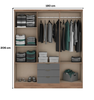 Wardrobe Troy Ref1151 6 Doors With 3 Drawers 180*206*46.5Cm Freijo/Titanium (limited 3 months warranty)