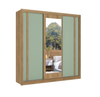 Wardrobe Ibiza 5809 3 Sliding Doors  with mirror 227*230*58 Cm Cappuccino / Menta  (Limited 3 Months Warranty)