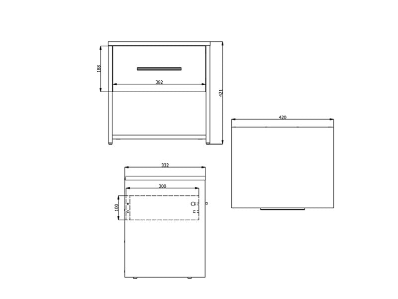 Night Stand Varadero With Drawer  42*33*42Cm Grey  (Limited 3 Months Warranty)