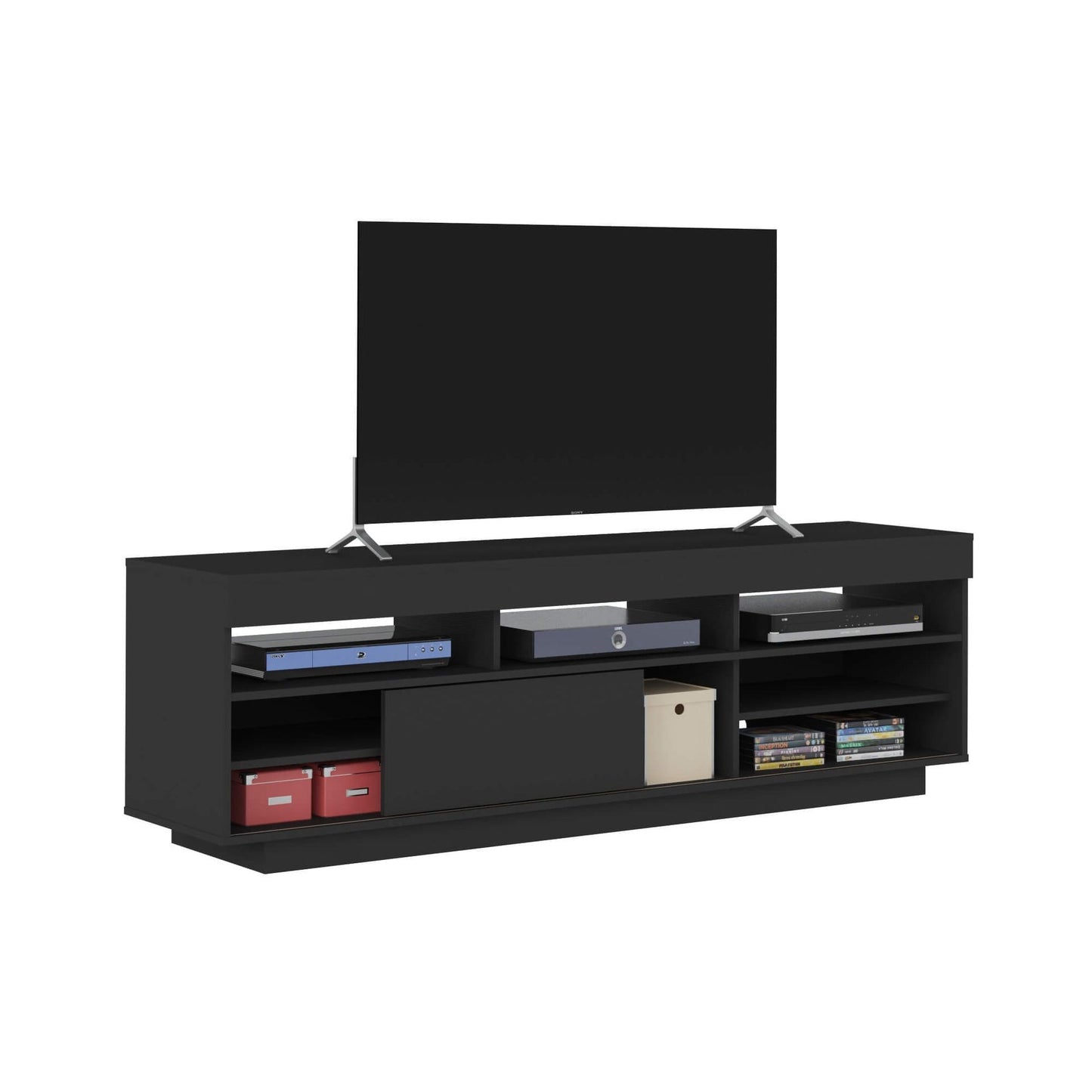 Tv Stand Treviso 4117 Up To 75 / Sliding Door  180*41.5*56.5Cm Black  (Limited 3 Months Warranty)