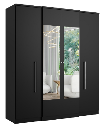 Wardrobe Splendore 5711 4 doors with 2 drawers 181*206*49cm preto (limited 3 months warranty)