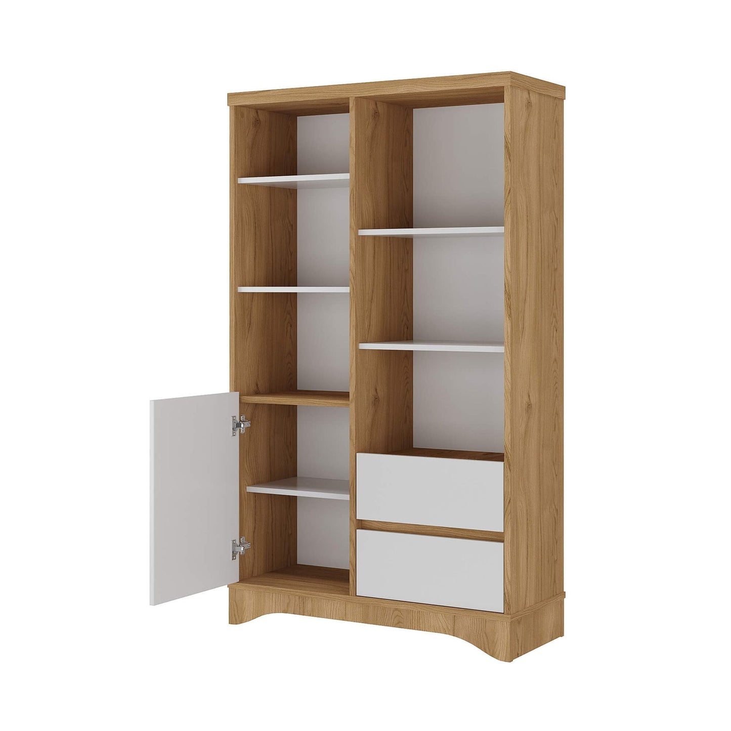 Bookcase Space 6258 2 Drawers With 1 Door  90*35.2*152.7Cm Elm/ White  (Limited 3 Months Warranty)