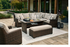 SOFA OUTDOOR BROOK RANCH P465-822 SEC/BENCH W/CUSH (3/CN)