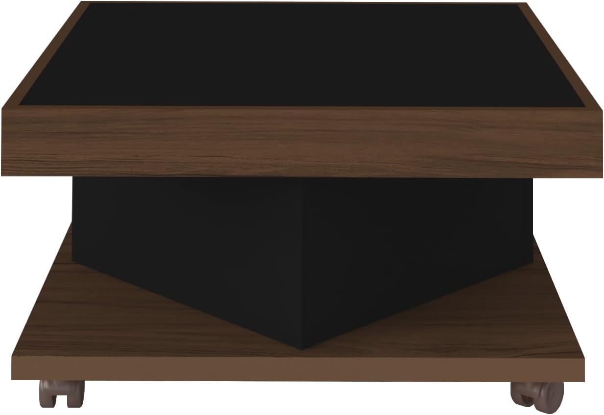 Coffee Table Saara 1208 Space On The Top  63*63*33.5Cm Walnut/Black (Limited 3 Months Warranty)
