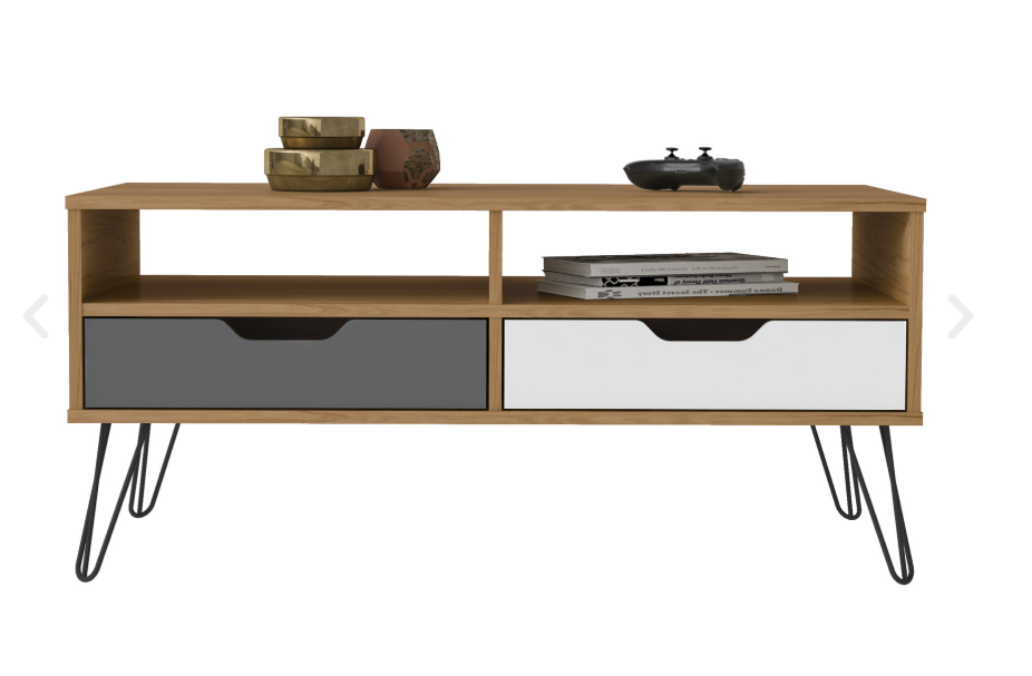 Coffee Table Estocolmo 4386 2 Drawers  100*54*45Cm Oak/Graphite/White (Limited 3 Months Warranty)