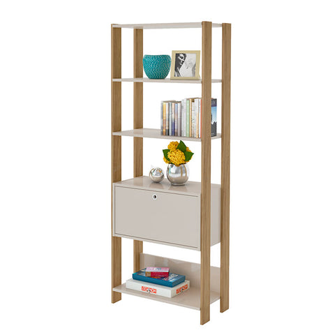 Bookcase Match 4234 4 Shelves  63*32*166Cm Off White / Oak  (Limited 3 Months Warranty)