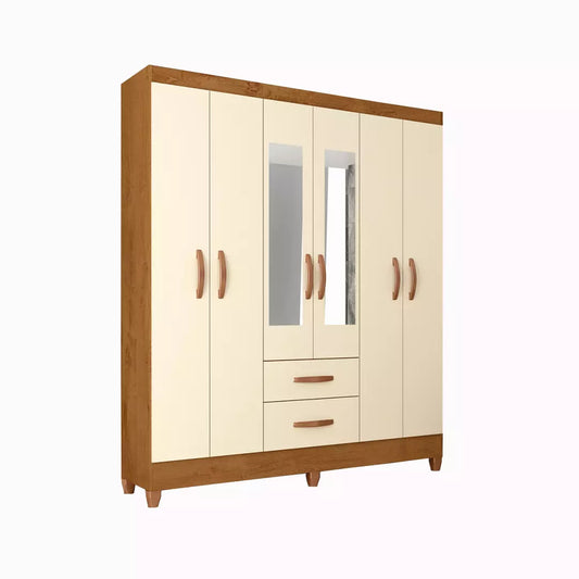 Wardrobe Fortaleza 3605R-355 6 Doors  W180*H148*D40Cm Canela Rustico/ Off White  (Limited 3 Months Warranty)