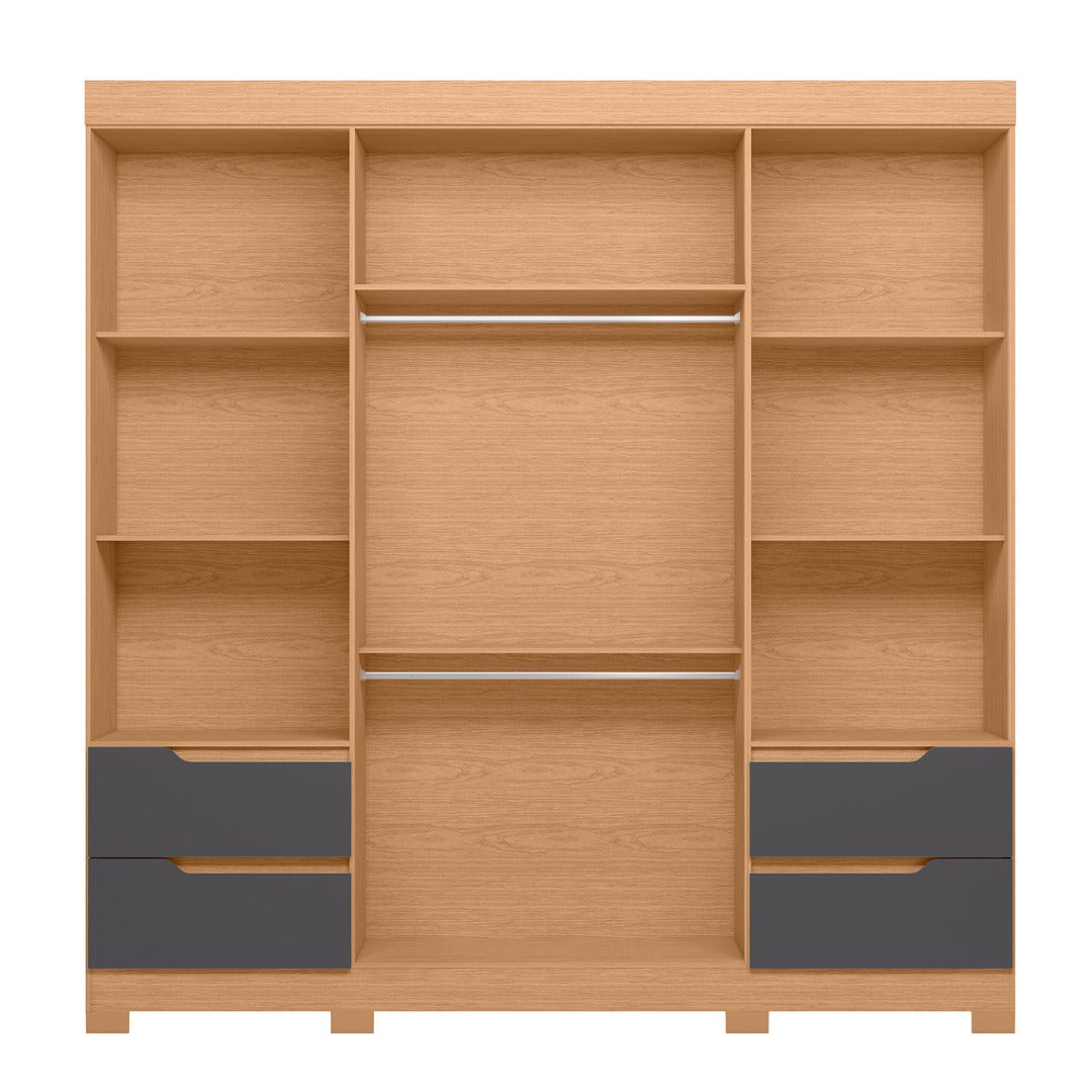 Wardrhttps://furnituremu-furnituremu.odoo.com/odooobe Vivacce 111-307 4 Doors With 4 Drawers  212*217*47Cm Freijo/Titatium  (Limited 3 Months Warranty)