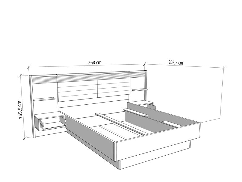 Beds Modena 160 Plus 11013685 160*200  Oak/Off White  (Limited 3 Months Warranty)