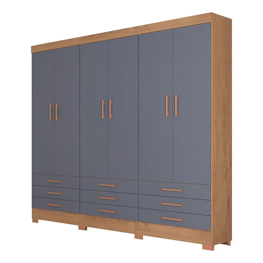 Wardrobe Vila Velha 2130R-450 6 Doors  207.0Cm*209.0Cm*47.0Cm Uv Paint Rustic Canelato / Graphite (Limited 3 Months Warranty)