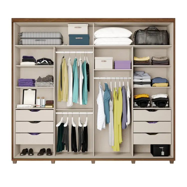 Wardrobe Titan Ref 1173 2 Sliding Doors With 6 Drawe's  263*235*55Cm Fraijo (Limited 3 Months Warranty)