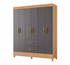 Wardrobe Mobi 23487-309 6 Doors With 2 Drawers  147*181*47Cm Freijo/Titanium (Limited 3 Months Warranty)