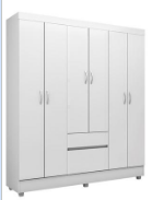 Wardrobe Flash 62920/120 6 Doors With 2 Drawers 149*181*47 Cm  White (Limited 3 Months Warranty)