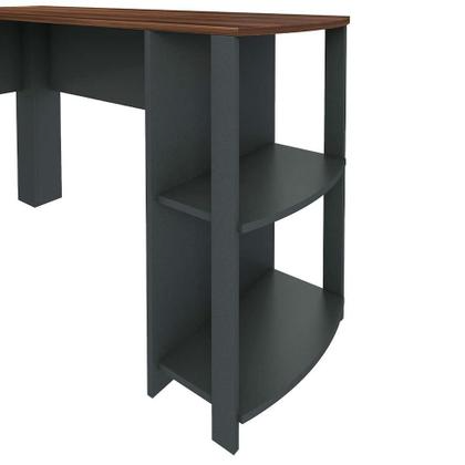 Office Table Luma 6121 Curved  135*135*74.8Cm Brown/Gray  (Limited 3 Months Warranty)
