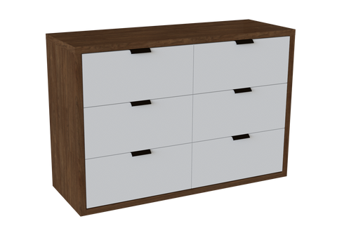 Dresser Valencia 6 Drawers White/Brown (Limited 3 Months Warranty)