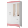 Wardrobe Mobi 23780-241 4 Doors With 2 Drawers  98*181*47Cm White - Pink (Limited 3 Months Warranty)