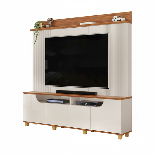 Tv Stand Gama 36051227 Up To 75  199*188*38.5Cm Off White/Freijo  (Limited 3 Months Warranty)