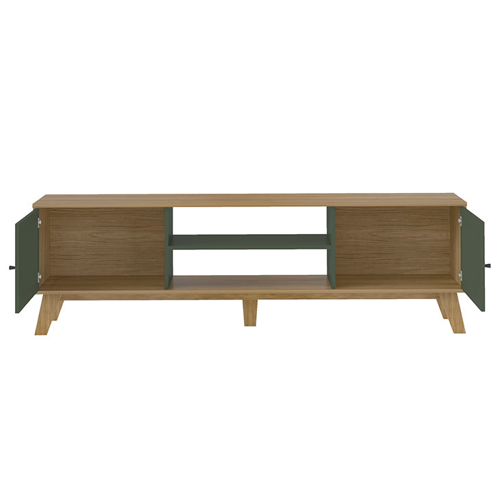 Tv Stand Charlotte 4534 Up To 75 / 2 Doors With 2 Niches  180*40*55Cm Oak/Mint  (Limited 3 Months Warranty)
