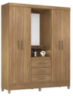 Wardrobe Persia 43220/134 4 Doors With 3 Drawers 165*201*47 Cm  Almond (Limited 3 Months Warranty)