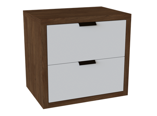 Nightstand Valencia 2 Drawers White/Brown (Limited 3 Months Warranty)