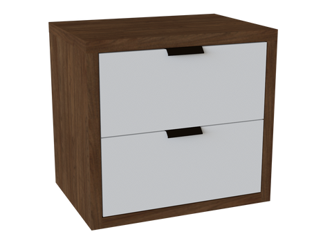 Nightstand Valencia 2 Drawers White/Brown (Limited 3 Months Warranty)