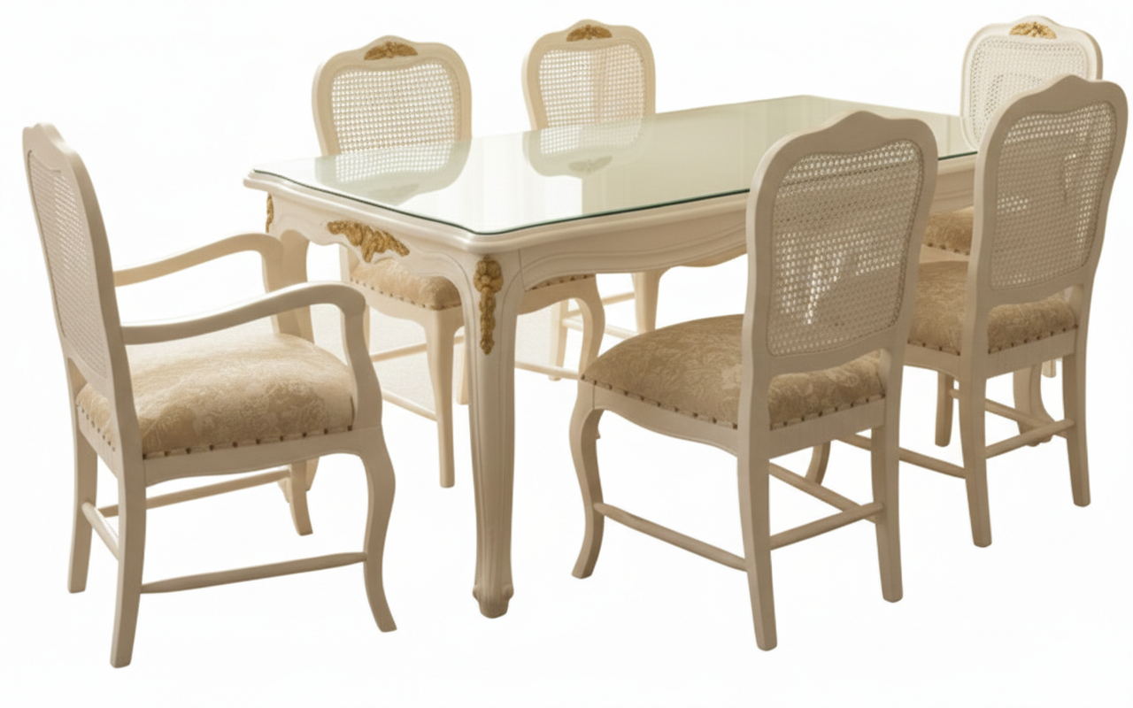 Dining Set Racoco Table + 6 Rattan Chairs Wb