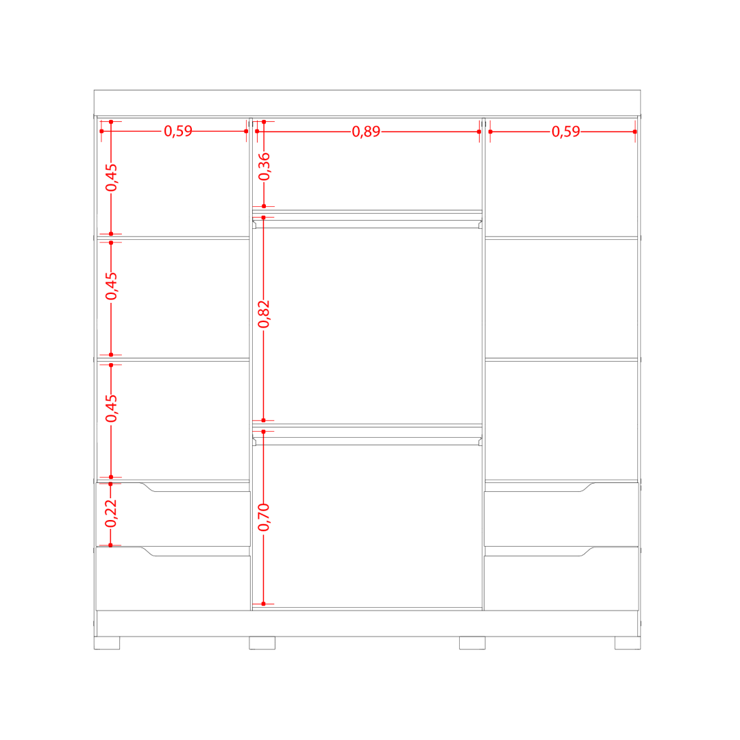Wardrhttps://furnituremu-furnituremu.odoo.com/odooobe Vivacce 111-307 4 Doors With 4 Drawers  212*217*47Cm Freijo/Titatium  (Limited 3 Months Warranty)