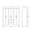 Wardrobe Mobi 23487-309 6 Doors With 2 Drawers  147*181*47Cm Freijo/Titanium (Limited 3 Months Warranty)
