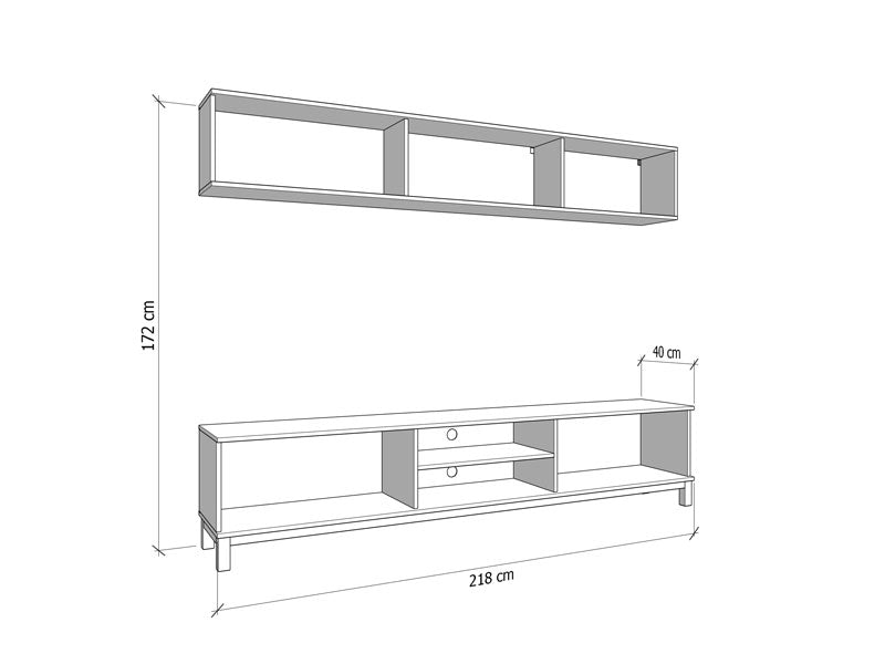 Tv Stand Monaco 11013510 218*40*47.5Cm  Light Brown/Black (Limited 3 Months Warranty)