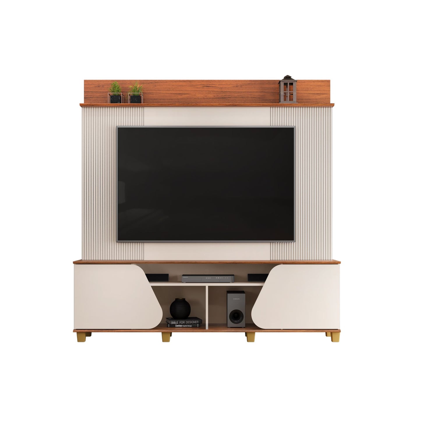 Tv Stand Henry 36093227 Up To 70  182*184.5*38.7Cm Off White/Freijo  (Limited 3 Months Warranty)