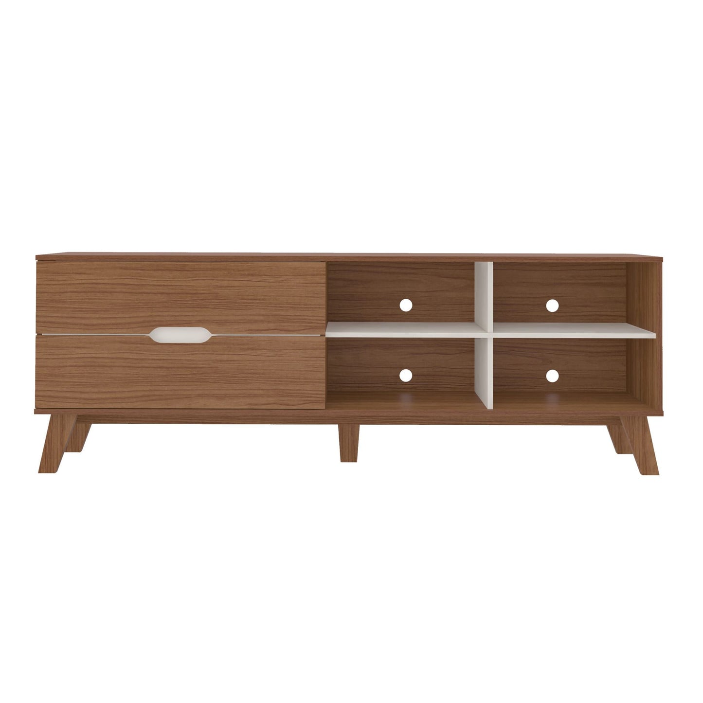 Tv Stand Verona 4500 Up To 75 / 2 Drawers With 4 Niches  180*40*63.5Cm Cedar/ Off White  (Limited 3 Months Warranty)