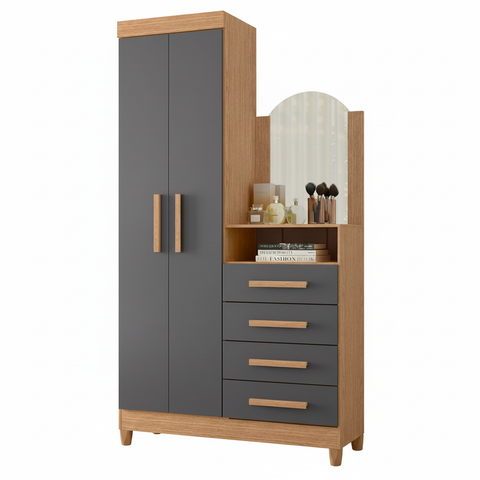 Dresser Capri 232-309 2 Doors With 4 Drawers  103*179*38Cm Freijo/Titanium  (Limited 3 Months Warranty)